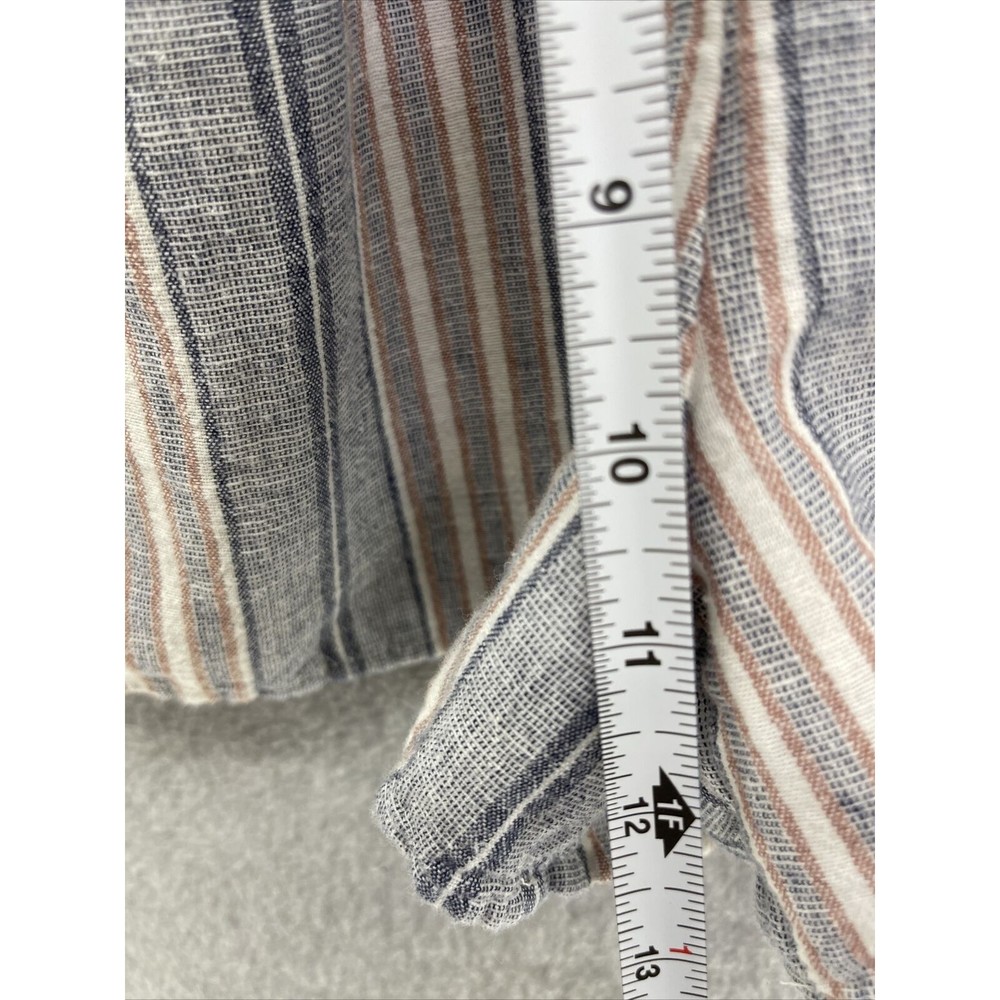 American Eagle Romper Striped Size XS Pockets Short Sleeve Cinch Waist Linen - Picture 5 of 12